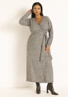 Stylish Older Women Over 60, Sweater Wrap Dress, Plus Size Professional, Plus Size Sweater Dress, Wrap Sweater Dress, Sweater Wrap, Plus Size Sweater, Black Sweater Dress, Over 50 Womens Fashion