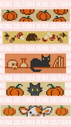 the cross stitch pattern for pumpkins and cats