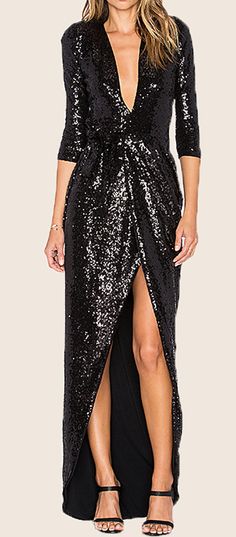 Half Sleeves Deep V Neck Sequin Evening Gown Black Formal Party Dress #macloth #dress #gown #promdress #prom2017 #weddingpartydress #eveningdress #eveninggown Evening Gown Black, Shimmery Dress, Sequin Evening Gowns, Gown Black, Club Party Dresses, Black Tie Dress, Long Sleeve Gown, Black Formal, Formal Party Dress