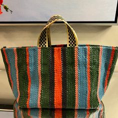 Like New Market Tote. Pristine. No Shoulder Strap (Still Looking) Showstopper! Clare V, Clare V., Market Tote, New Market, Womens Tote Bags, Blue Orange, Shoulder Strap, Color Blue, Multi Color