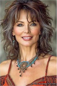 Shoulder Length Layered Wavy Hair, Medium Hair Styles For Wavy Hair, Short Curly Face Framing Layers, Easy To Take Care Of Haircuts, Modified Shag Haircut For Women, Grey Wolf Cut, Very Layered Hair Medium Over 50, Long Hair Over 60 Aging Gracefully, Wolf Shag