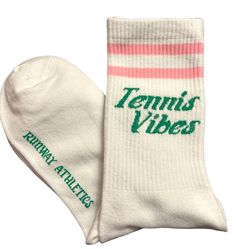 These totally fierce yet sweet at the same time spandex socks are sure to be a hit on or off the court! Great gift for any tennis lover Custom blend of cotton, nylon, polyester, and spandex makes these socks breathable, soft, and incredibly comfortable on and off the court High-quality construction means these socks provide a great fit for all-day comfort Ships from Milton, GA Comfortable Sports Socks For Spring, Sporty Pink Cotton Socks, Sporty Cotton Socks With Letter Print, Fun White Socks For Summer, Breathable Sports Socks For Spring, Pink Casual Sports Socks, Fun White Summer Socks, Sporty Stretch Socks For Summer, Trendy Cotton Sports Socks