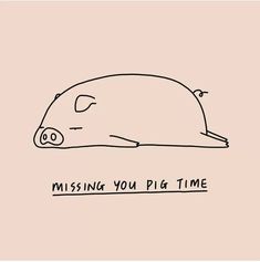 a drawing of a sleeping pig with the words missing you pila time