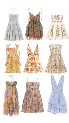 six dresses in different styles and colors