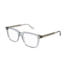 Introducing the Gucci GG0737O 016 Grey/Transparent 56mm eyeglasses from the iconic fashion house of Gucci! These stylish frames are the perfect accessory for the modern man who appreciates classic design with a contemporary twist. The Frame Color of these eyeglasses is a sophisticated Transparent Grey, adding a touch of understated elegance to any outfit. The Lens Color features Clear Demo Lenses, allowing you to easily swap them out for prescription lenses if needed. The Lens Socket Width is 56mm, providing a comfortable fit for most face shapes. The Model number for these Gucci eyeglasses is GG0737O, with a Color code of 016. The Brand is, of course, Gucci, known for its luxury and impeccable craftsmanship. The Frame Material is high-quality Acetate, ensuring durability and a sleek finis Classic Gucci Glass Sunglasses, Classic Gucci Sunglasses, Gucci Clear Square Frame Sunglasses, Clear Glasses Men, Gucci Frames, Gucci Eyeglasses, Trendy Boy Outfits, Square Eyeglasses, Aviator Sunglasses Mens