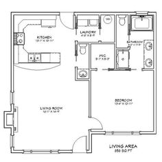 the floor plan for a two bedroom apartment with an attached kitchen and living room area