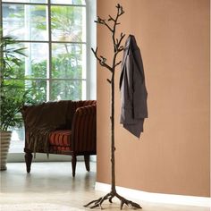 Lovebird Coat Rack-Decor | Iron Accents Antler Coat Rack, Wall Entryway, Tree Coat Rack, Coat Tree, Iron Accents, Standing Coat Rack, Metal Birds, Hat Rack, Bird On Branch