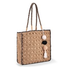 PRICES MAY VARY. Size: Width 14.17 in, Height 14.17 in,Bag Depth 3.93 in, Handle drop 10.6 in, Weight 0.76 Lb Package Includes: 1 straw tote bag comes with an adorable pom-pom ball tassel. Highlights: Natural Straw & Crochet Pattern Design & Silver-tone hardware & Internal pocket & Pom-Ball tassel & Foldable & Top Zip Closure & Textile lining. Natural Material: Lightweight and durable in paper rope, our new crochet straw tote has a secure zipped top. Stylish Vacation Companion: Elegant, generous Square Bag For Beach Season Shopping, Square Bags For Beach Season Shopping, Square Shopping Bag For Beach Season, Square Beach Shopping Bag, Square Beach Season Shopping Bag, Travel Packable Rectangular Shoulder Bag, Vacation Rectangular Shoulder Bag With Braided Handles, Lightweight Rectangular Shoulder Bag For Shopping, Lightweight Rectangular Crochet Travel Bag