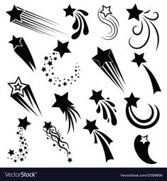 black and white stars and swirls design elements