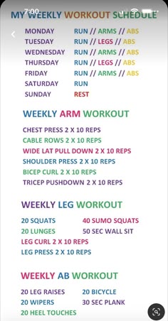 the workout schedule is displayed in this screenshote screener, which shows how to do