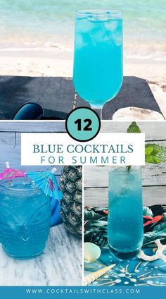 Blue Cocktails Something Blue Drink Signature Cocktail, Sea Themed Cocktails, Simple Blue Cocktails, Beach Water Cocktail, Blue Party Drink, Blue Cocktails Recipe, Blue Alcoholic Punch, Blue Drinks Alcohol, Blue Cocktail Drinks