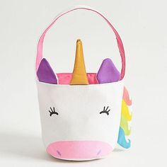 Unicorn Easter Basket Tote - the unicorn store Candy Bag Ideas, Halloween Candy Bag Ideas, Funny Christmas Tree Toppers, Unicorn Easter Basket, Embroidered Easter Basket, Unique Easter Baskets, Creative Easter Baskets, Halloween Basket, Girls Easter Basket