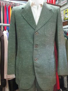 Vtg 60s Green Melange Men Suit/mod Style/wool Blend/3 Button - Etsy Green Tailored Tweed Jacket With Notch Lapel, Tailored Green Tweed Jacket For Business, Green Wool Sport Coat With Notch Lapel, Semi-formal Green Wool Tweed Jacket, Green Formal Suit With Pockets, Green Notch Lapel Blazer With Pockets, Tailored Green Tweed Jacket With Welt Pockets, Green Tweed Jacket With Notch Lapel For Business, Green Wool Tweed Jacket With Notch Lapel