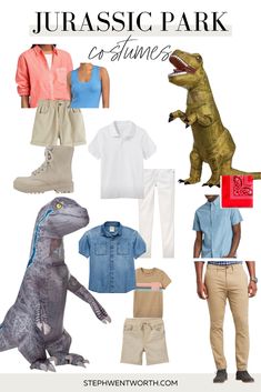 jurassic park costume ideas family halloween costume ideas Dr Grant Jurassic Park, Family Dinasour Costumes, Dinosaur Family Costume Ideas, Jurassic Park Couple Costume, Jurrasic Park Family Costumes, Diy Jurassic Park Costume, Dinosaur Family Costume