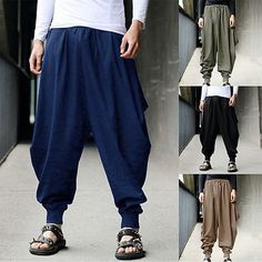 Baggy Pants Men, Japanese Pants, Trousers Baggy, Hakama Pants, Fantasy Garb, Harem Trousers, Khaki Pants Men, Japanese Samurai, Baggy Trousers