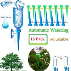 an image of automatic watering system for plants and trees with instructions on how to use it