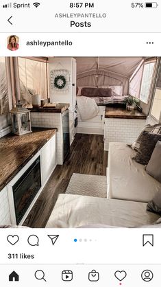 the interior of a mobile home is shown in this instagramtion from @ ashyantelo