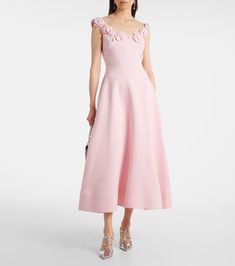 Pink Valentino, Dresses For Special Occasions, A Line Cocktail Dress, Valentino Clothing, Floral Cocktail Dress, Elegant Party Dresses, Midi Cocktail Dress, Red Midi Dress, Pink Midi Dress