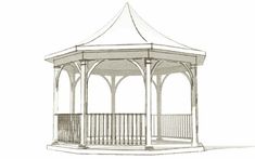 a drawing of a gazebo on a white background