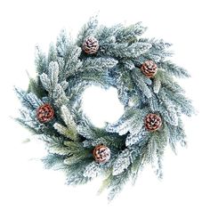 a christmas wreath with pine cones and evergreen needles