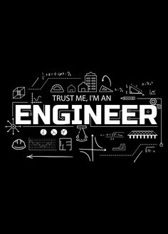 the words happy engineer's day written in white on a black background with doodles