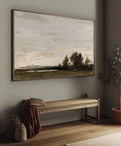 Vintage Wall Art Landscape Oil Painting  Framed Canvas Wall Decor Vintage Landscape Framed Art Bedroom Staging, Lake Oil Painting, Tranquil Nature, Vintage Landscape Art, Diy Oil Painting, Study Spaces, Oil Painting On Wood, Landscape Vintage, Mid Century Wall Art