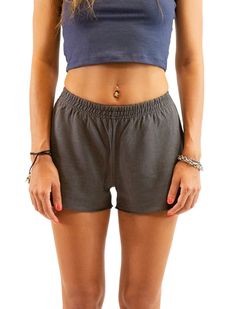 "Women's Hemp and Organic Cotton Jersey Shorts -- Running Shorts * Pre-washed hemp jersey fabric * Elastic waistband & loose fit * Merrow sewing finish at bottom * Great for workout, running, casual wear or PJ bottoms * Inseam 2 1/2\" -- Now available in Black with 5\" inseam * Length 10\" Fabric:  55% Hemp 45% Organic Cotton Fleece Color Options: Black, Navy, Plum, Orange Celery, Gray, Pink or Burgundy  Black is now available with a 2 1/2\" or a 5\" inseam (Last pic) **Orange and Pink at Close Pj Bottoms, Hemp Clothing, Athleisure Tops, Flared Leggings, Hemp Fabric, Workout Running, Womens Jersey, Great Women, Comfy Shorts