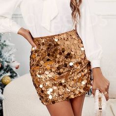 Bronze Gold Sequin Mini Skirt For Parties, Holidays, Events Short 100% Polyester Some Stretch Shop Our Boutique For Styles/Events: Romantic Date Night Erotic Seductive Sexy Intimate Photoshoot Model Bride Lingerie Winter Fall Summer Spring Boho Gypsy Hippie Beachy Birthday Gift Resort Bohemian Girly Trendy Date Night Minimalist Y2k College 90s 00s 70s Vintage Wedding Guest Engagement Party Bachelorette Vacation Cruise Travel Western Aesthetic Vibe Retro Vintage Christmas Thanksgiving Holiday Res Gold Mini Skirt For Parties, Chic Gold Mini Skirt For Party, Gold Skirt For Night Out And Holiday, Gold Skirt For Holiday Night Out, Gold Sequined Mini Skirt For Summer, Gold Skirt For Fall, Gold Skirt For Fall Season, Gold Mini Length Party Bottoms, Gold Skirt For Night Out In Fall