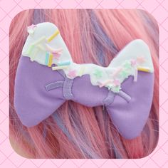 "I LOVE my frosted hair bows for girls. They are so cute to wear and make a whimsical addition to any outfit. Use these accessories for an instant update on just about any hair style! ♥ Set Of 2 Clips ♥ Measures approx. 3.5\" across x 1.5\" high ♥ Designed by & exclusive to Kawaii Hair Candy ♥ Made in the USA ♥ Intended for use by adults only We hope you wear these with every piece of clothing you own!" Candy Oc, Decora Hair, Cute Hair Bows, Kawaii Hair Clips, Kawaii Hair, Frosted Hair, Hair Bows For Girls, Bows For Girls, Scp Foundation