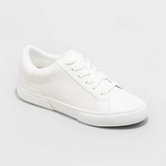 Women's Maddison Sneakers - A New Day™ : Target Target White Sneakers, Tshirt Dress And Sneakers Outfits, Comfy Shoes With Dresses, Women’s Slip On Shoes, Dress Tennis Shoes Outfits, White Sneakers With Dress Outfit, Women’s White Sneakers, Best White Sneakers Women, Dresses With White Sneakers