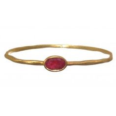 Gold Plated Bangle with Oval Shaped Red Ropada by JewelsbyLuci, $122.00 www.russiaglamour.com Gold Plated Bangles, Rose Gold Ring, Gold Bracelet