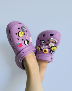 Fruit & Flower - Clog Charm SET-Clog Charm-And Here We Are Purple Crocs With Jibbitz, Crocs Jibbitz Aesthetic, Croc Aesthetic, Cool Crocs, Crocs With Jibbitz, Crocs With Charms, Jibbitz Crocs, Purple Crocs, Crocs Fashion