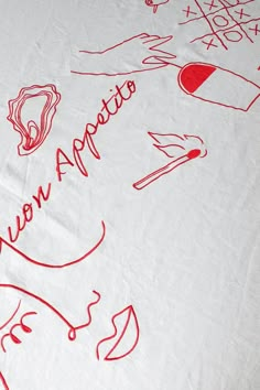 a white sheet with red writing on it