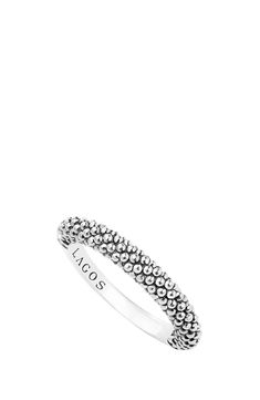 LAGOS Caviar Stacking Ring | Nordstrom Elegant White Gold Stackable Dome Ring, Stackable White Gold Dome Ring, Elegant Sterling Silver Stackable Engraved Ring, Elegant Silver Stackable Rings, Elegant Stackable Engraved Sterling Silver Ring, Silver Stackable Rings In Fine Jewelry, Silver Stackable Dome Ring For Wedding, Silver Stackable Dome Ring For Promise, Stackable White Gold Engraved Ring In Fine Jewelry Style