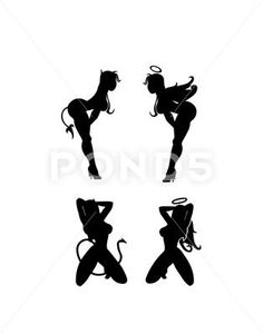 four silhouettes of women in different poses