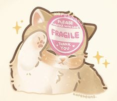 a sticker depicting a cat with its paw on the back of it's head