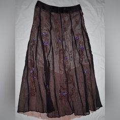 Never Worn, Perfect Condition No Flaws Brown Party Bottoms With Flowy Fit, Spring Brown Fitted Maxi Skirt, Party Brown Lined Maxi Skirt, Brown Fitted Skirt For Spring, Fitted Brown Skirt For Spring, Brown Long Skirt For Party, Spring Full Skirt In Brown, Brown Full Skirt For Spring, Spring Brown Relaxed Fit Skirt