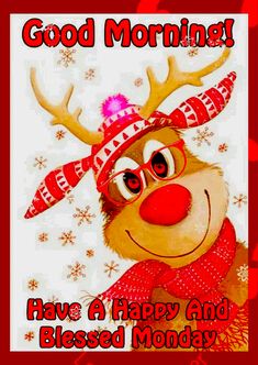 a christmas card with a reindeer wearing glasses and a hat on it's head