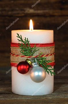 Christmas Candle Crafts, Christmas Candles Diy, Fancy Christmas Ornaments, Christmas Decorations Diy Crafts, Vintage Christmas Crafts, Easy Christmas Ornaments