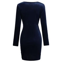 Navy Blue Pleated Square Neck Velvet Long Sleeve Dress Blue Bodycon Dress For Formal Fall Event, Velvet Long Sleeve Dress, Long Sleeve Velvet Dress, Dresses Bodycon, Bodycon Dresses, Women Dresses, Square Neck, Sleeve Dress, Dresses With Sleeves