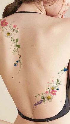 Hanging Flower Tattoo, Colorful Flower Tattoo, Vintage Flower Tattoo, Tasteful Tattoos, Ornamental Tattoo, Vine Tattoos