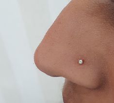 a close up of a person's nose with a small diamond in the middle