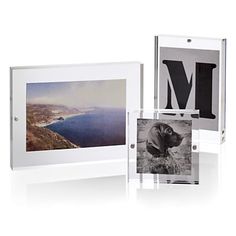 three different frames are shown with the letter m in it's center and one has an image of a dog