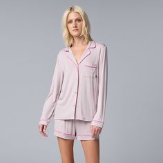 You'll sleep in comfort in this women's Simply Vera Vera Wang two piece basic luxury long sleeve notchneck pajama top & pajama boxer shorts set. Click on this INTIMATES & SLEEPWEAR GUIDE to find the perfect fit and more! You'll sleep in comfort in this women's Simply Vera Vera Wang two piece basic luxury long sleeve notchneck pajama top & pajama boxer shorts set. Click on this INTIMATES & SLEEPWEAR GUIDE to find the perfect fit and more! FEATURES Includes pajama top and pajama bottoms Jersey con Vera Wang Collection, Petite Size Chart, Simply Vera Wang, Pajama Bottoms, Simply Vera, Womens Size Chart, Pajama Top, Boxer Shorts, Petite Size