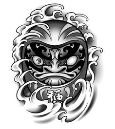 Daruma Doll Tattoo, Traditional Japanese Tattoo Flash, Tato Maori, Skull Hand Tattoo, Wolf Tattoo Sleeve, Samurai Tattoo Design, Doll Tattoo, Dragon Sleeve Tattoos