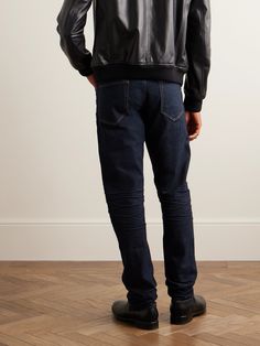 Even TOM FORD's more casual pieces are made with the same precision and attention to detail as its impeccable tailoring. These jeans are cut slim from Japanese stretch-denim and feature signature 'T' detailing stitched along the side seams. Small to size. See Size & Fit notes. Casual Pieces, Tom Ford Clothing, Latest Jeans, Tom Ford Men, Jeans For Men, Tapered Jeans, Loungewear Shorts, Slim Jeans, Mr Porter