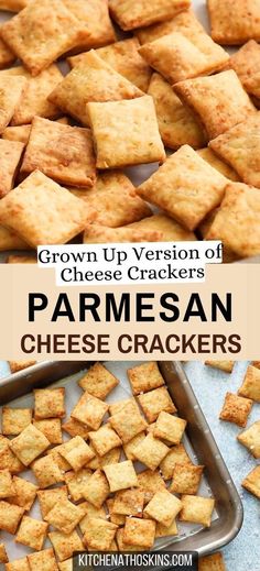 homemade parmesan cheese crackers with text overlay