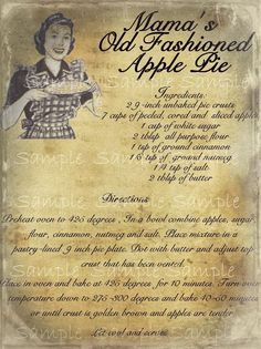 an old fashioned apple pie recipe is shown in this advertisement for the company's store