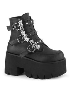 Attitude Clothing, Vegan Leather Boots, Buckle Ankle Boots, Black Vegan