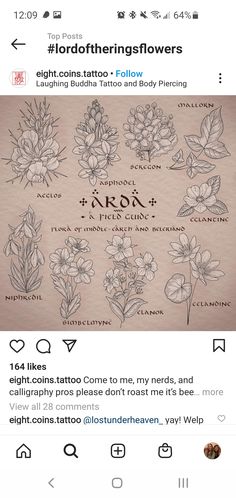 an image of some flowers on the twitter account for tattoo artist, and their name